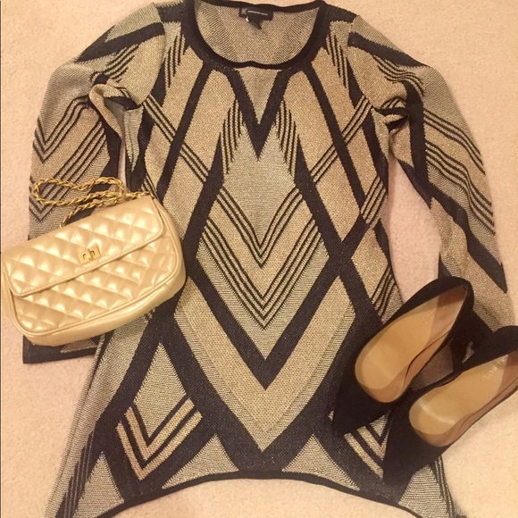 INC International Concepts Sweaters - 👠 💄 NWT INC METALLIC GOLD & BLACK SHARK BITE TOP